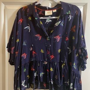 Maeve top for sale. Navy with butterflies print. Lightly worn.